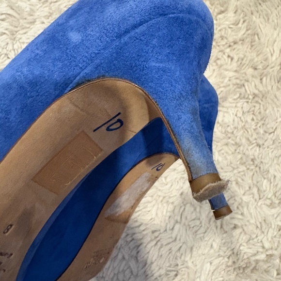 J Crew COLLECTION Dulci Suede Kitten Heels Women’s Size 8 Jeweled Blue Italy - Picture 8 of 16